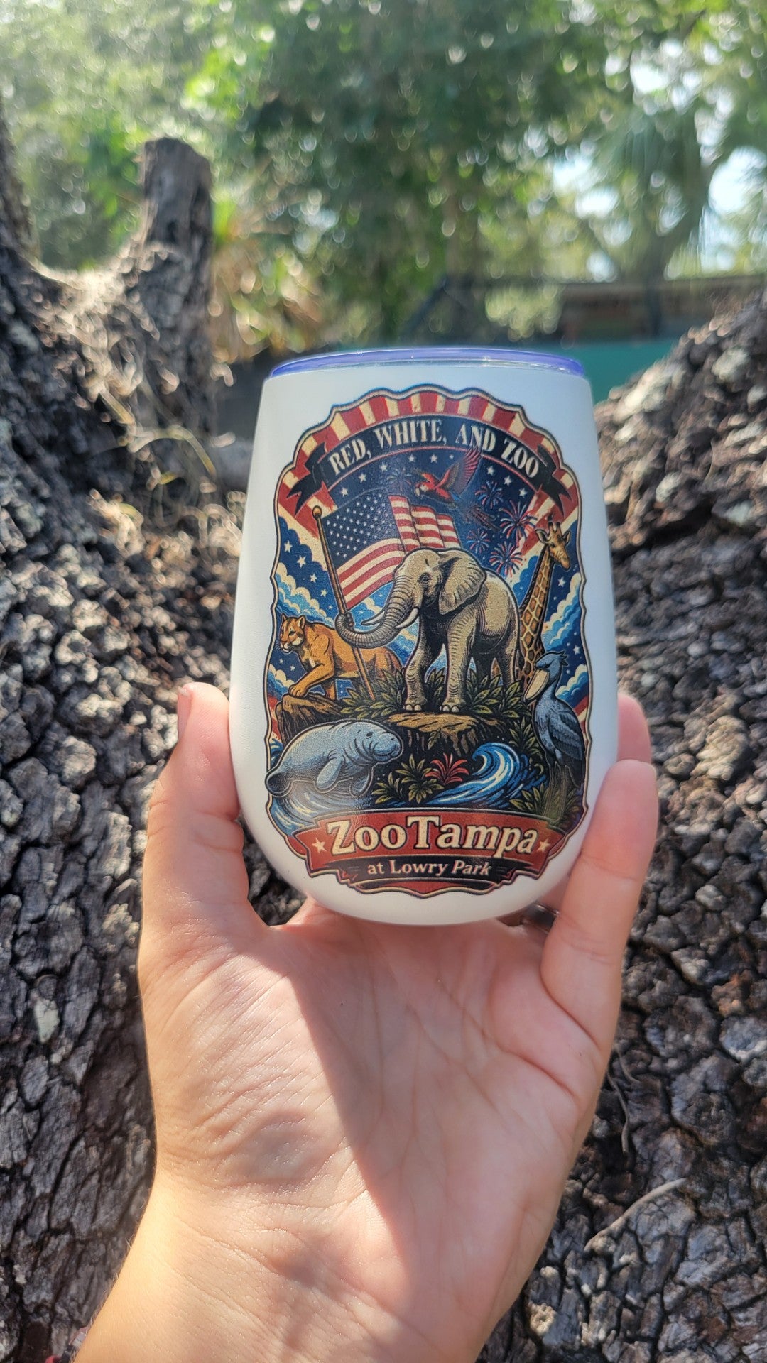 Red, White and Zoo Wine Tumbler