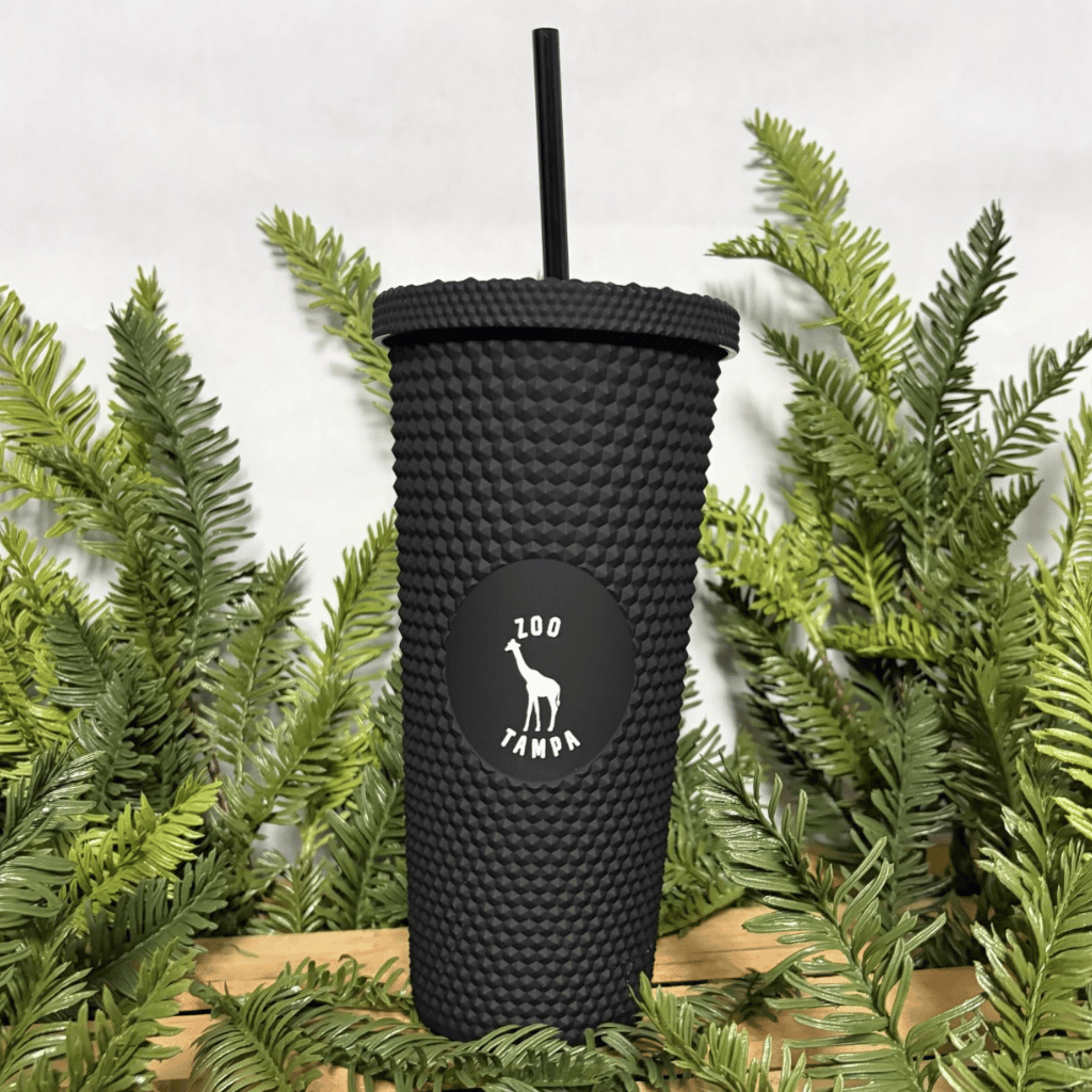 Black Studded Giraffe Tumbler with Straw