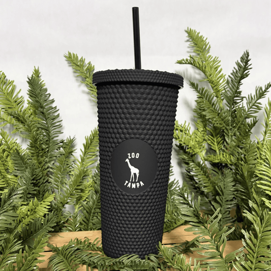 Black Studded Giraffe Tumbler with Straw
