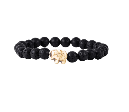 Elephant Tracking Bracelet - Lava Stone